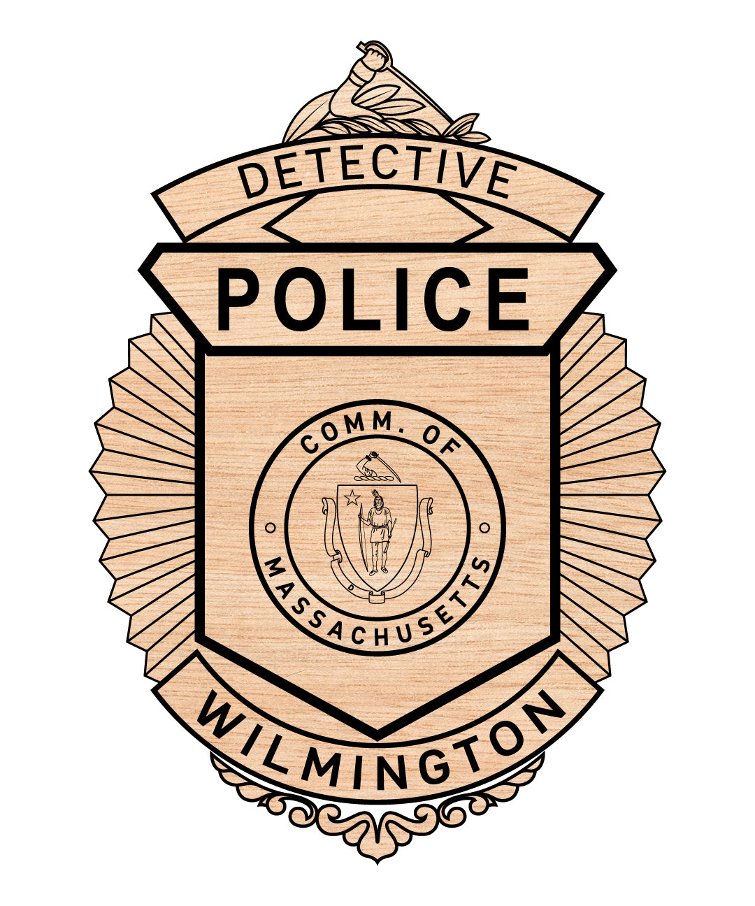 Wilmington Police Detective Badge SVG digital download, law enforcement detective emblem vector for Cricut, Silhouette, CNC, engraving, and police craft projects.
