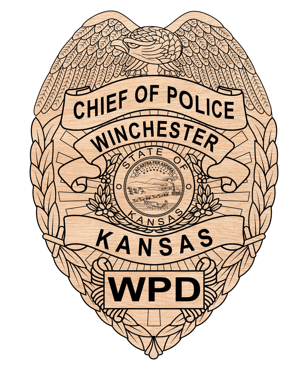 Winchester Police Chief Badge SVG, Kansas Police Chief Badge Vector, Police Chief Emblem Illustration, Law Enforcement Badge SVG File