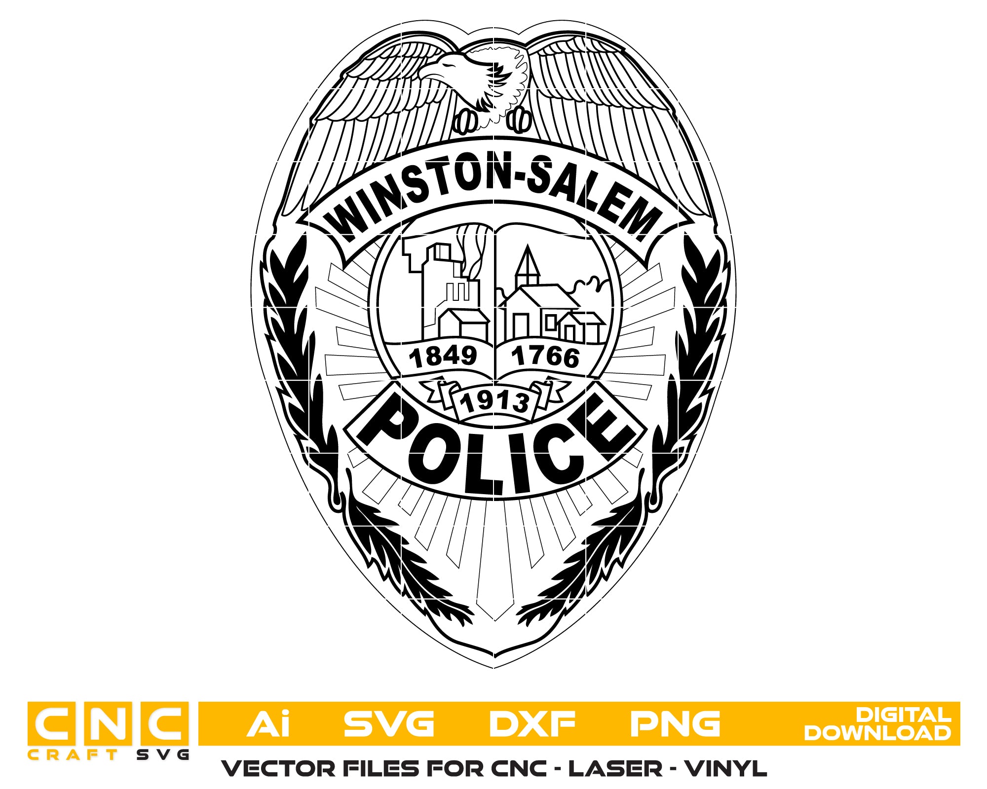 Winston-Salem Police Department Logo SVG, Winston-Salem Police Vector, North Carolina Police Logo, Law Enforcement SVG, Police Department Badge Design