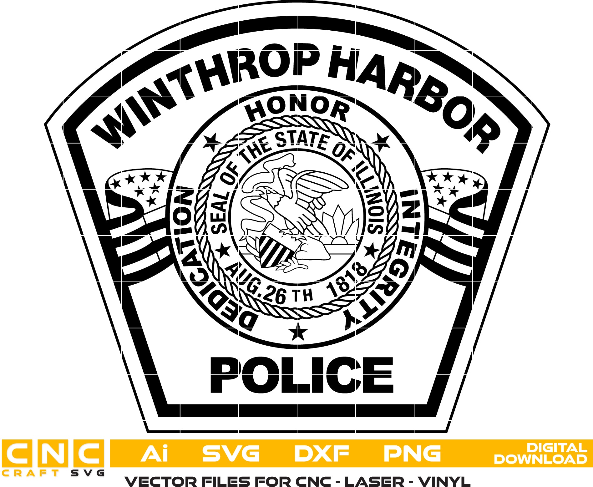 Winthrop Harbor Police Badge SVG | Law Enforcement Vector for CNC & Printing
