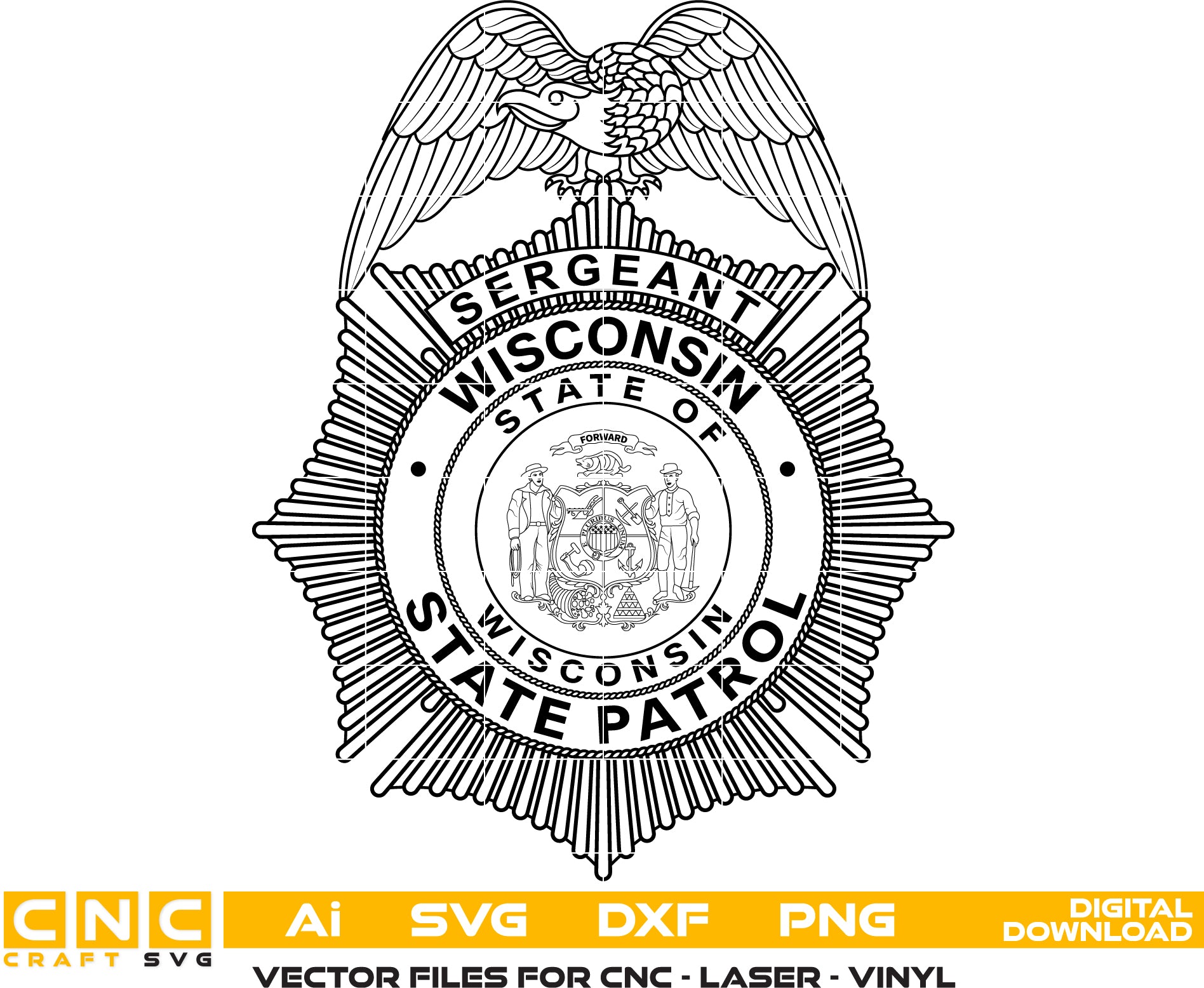 Wisconsin State Patrol Sergeant Badge Vector art Digital file