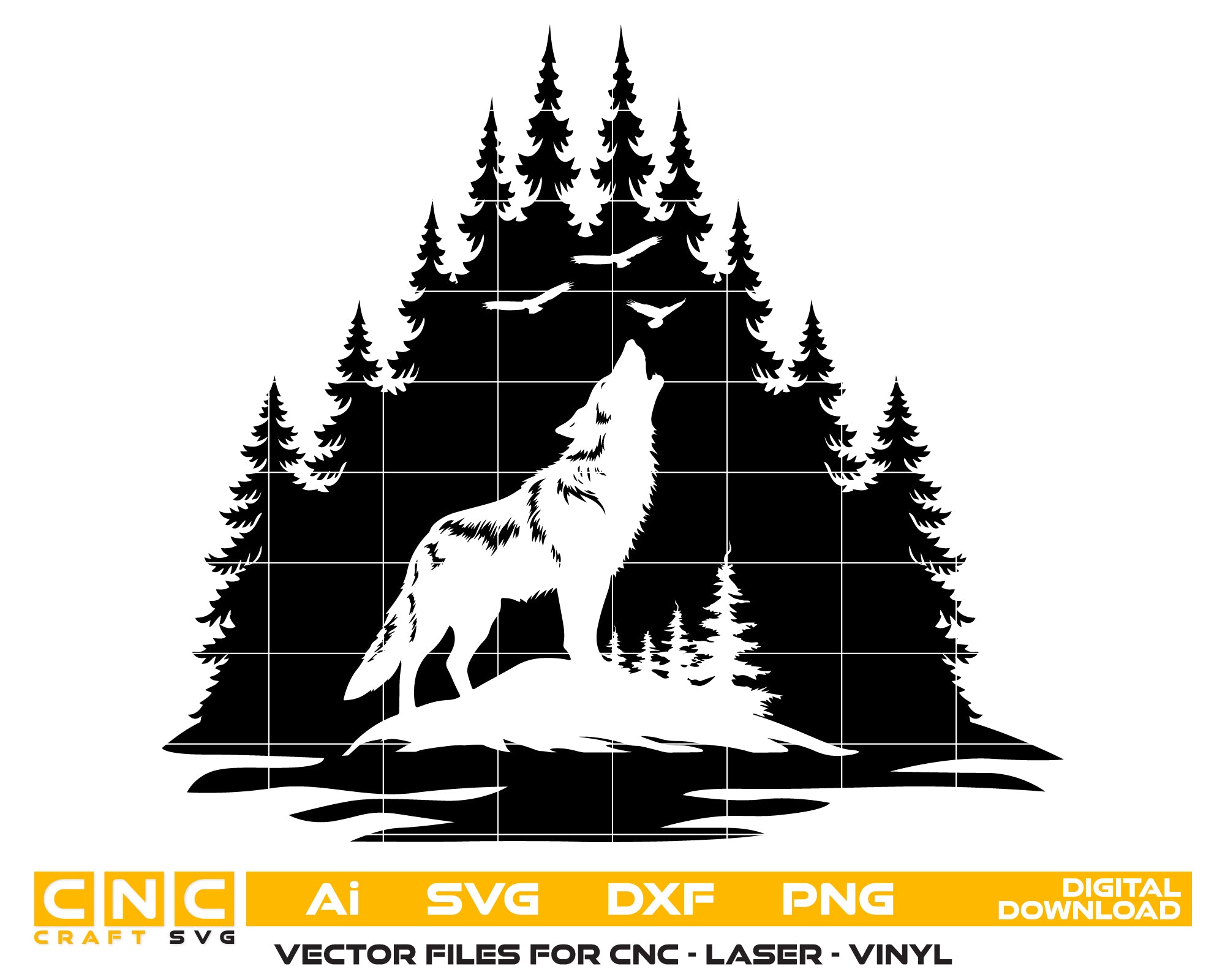 Wolf Mountain SVG – Wildlife and Nature Vector Design