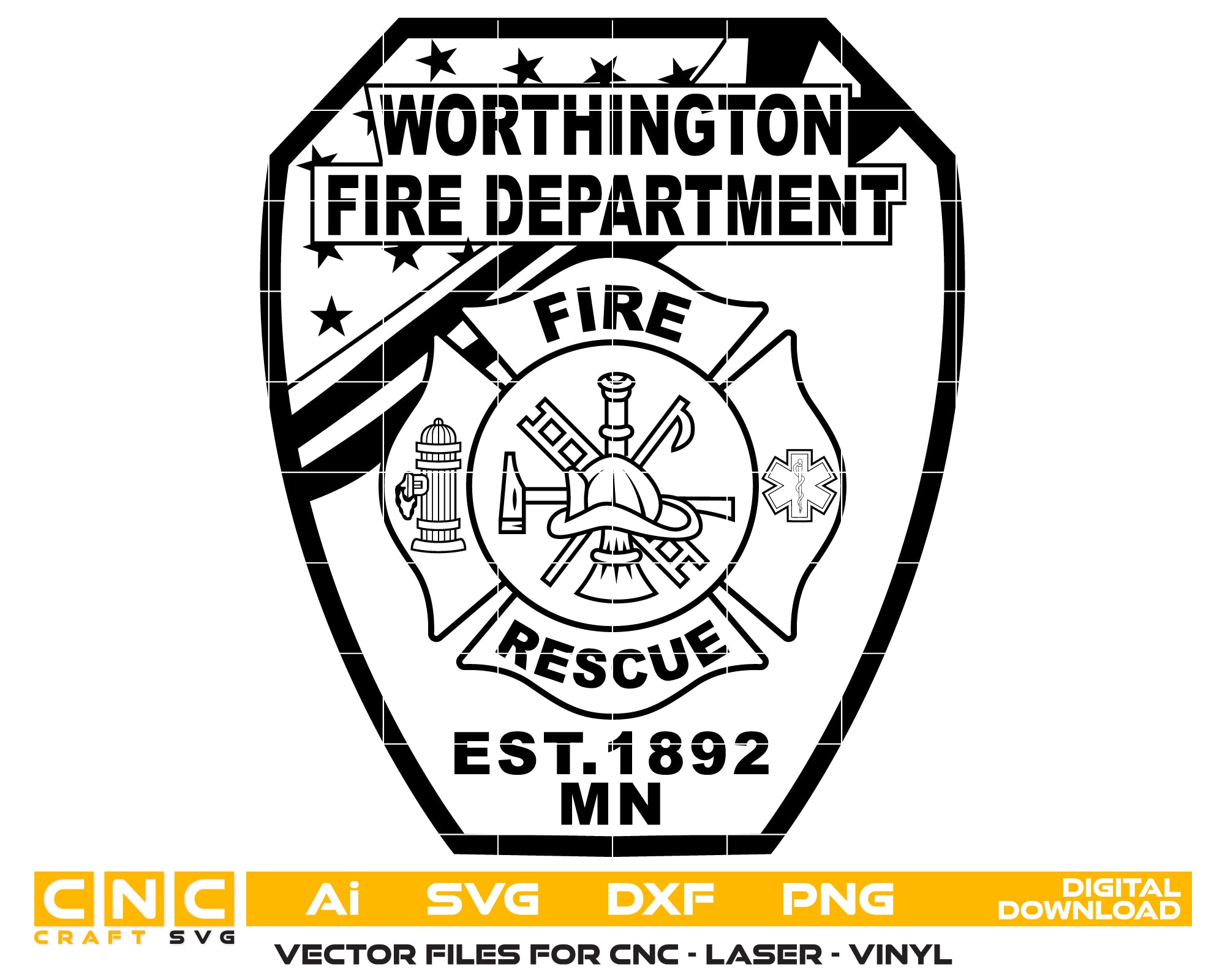 Minnesota Badge
Worthington Badge
Fire Department Badge
Worthington Fire Department Badge Svg