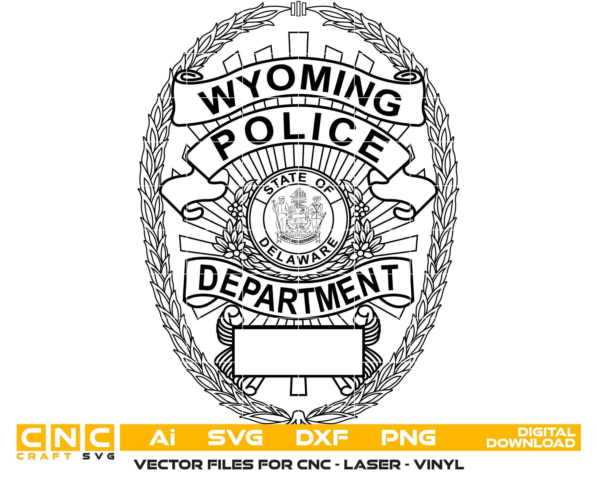 Wyoming Police Badge Vector Art, Ai,SVG, DXF, PNG, Digital Files