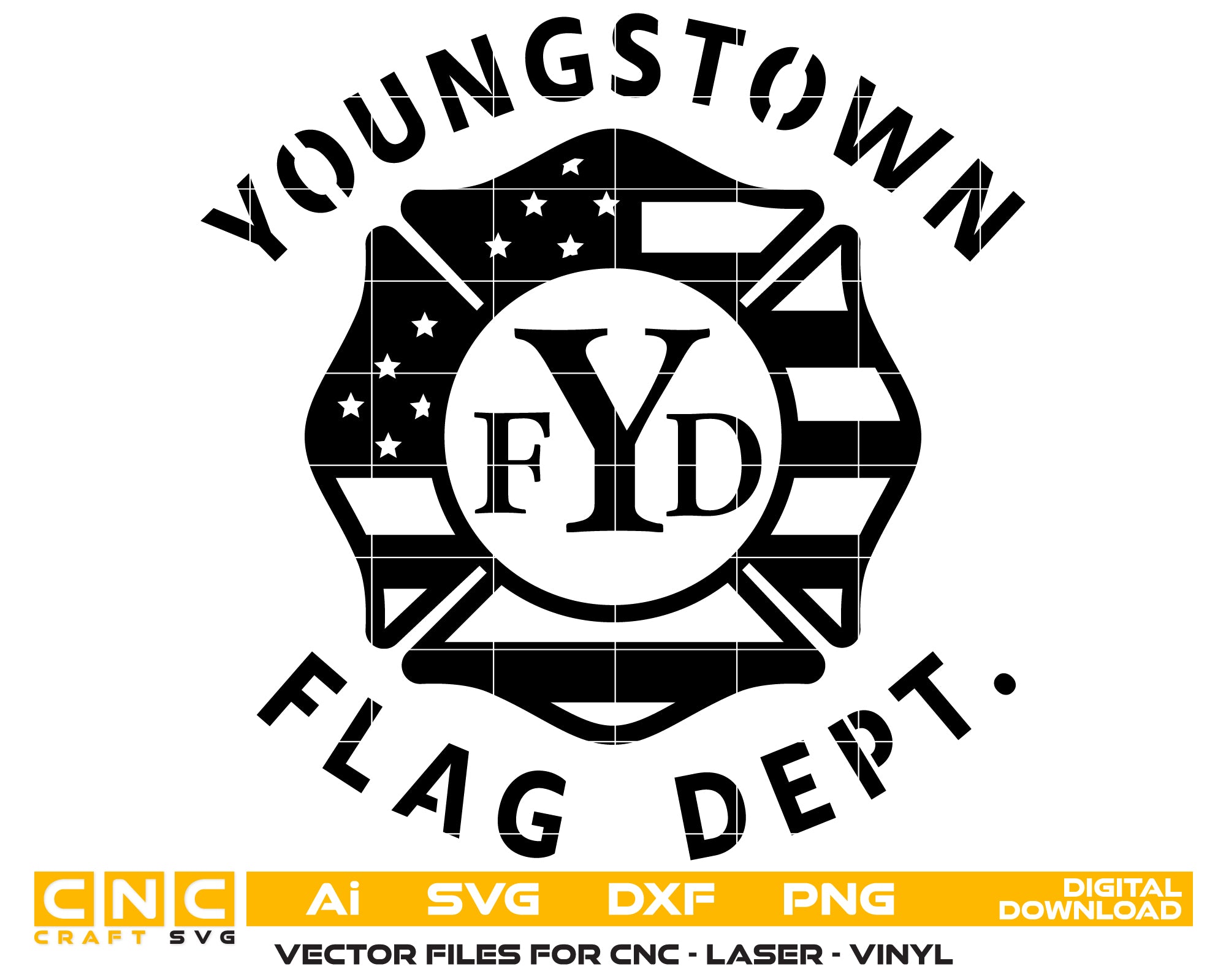 Youngstown Fire Department Badge SVG Vector Design