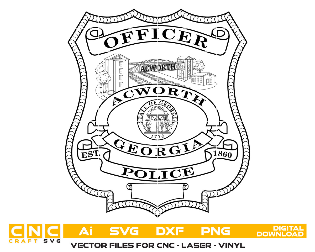 Acworth Police Officer Badge SVG Georgia Law Enforcement Vector