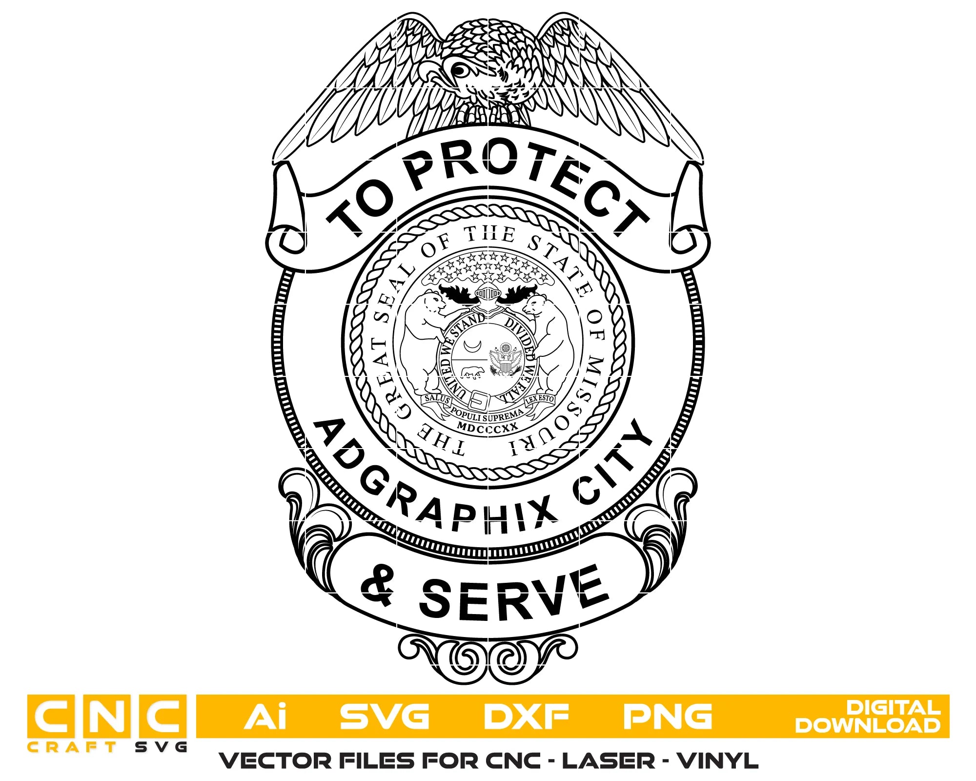 ADGRAPHIX City Police Department Badge SVG Missouri Law Enforcement Vector