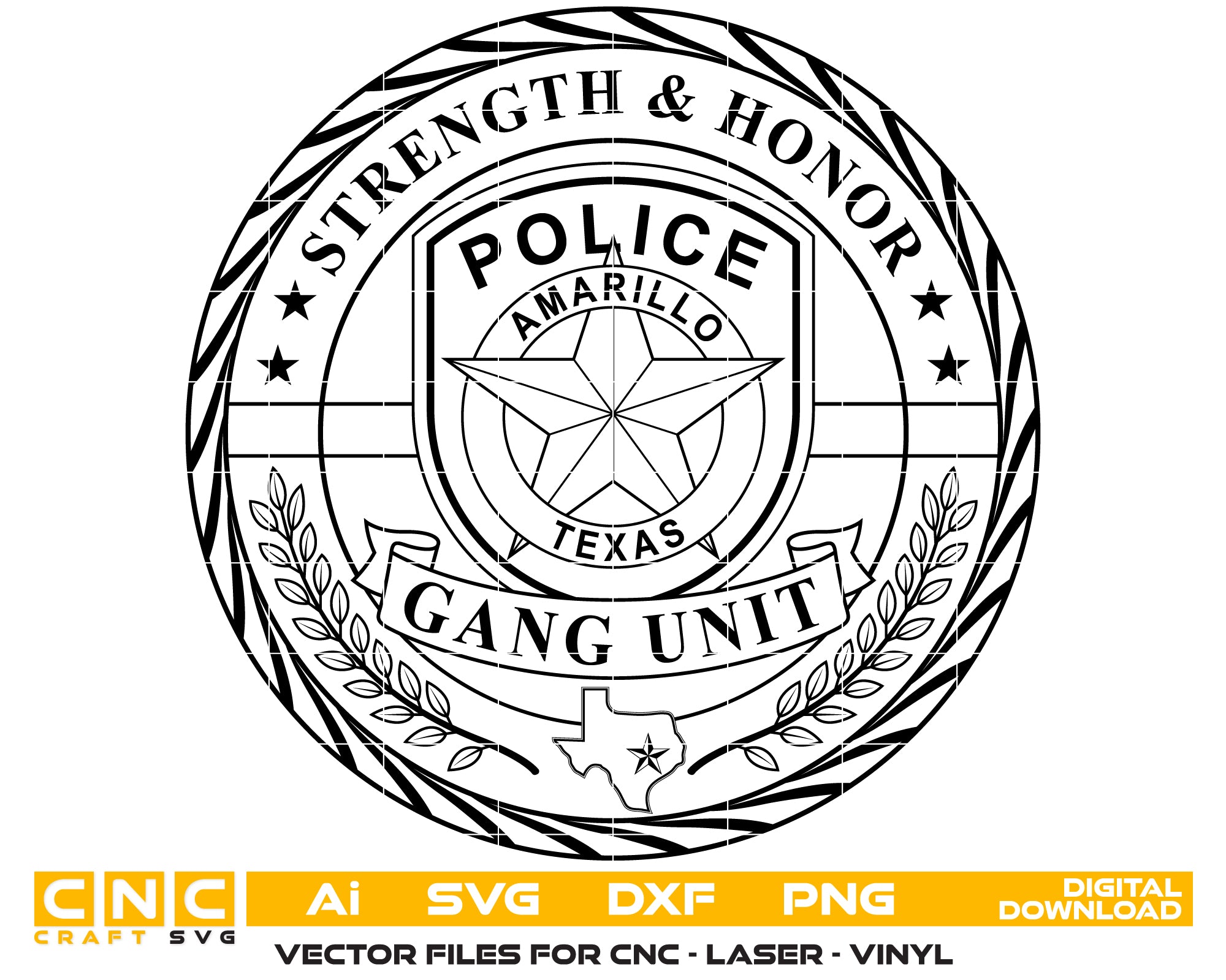 Amarillo Police Gang Unit Badge SVG Texas Law Enforcement Vector