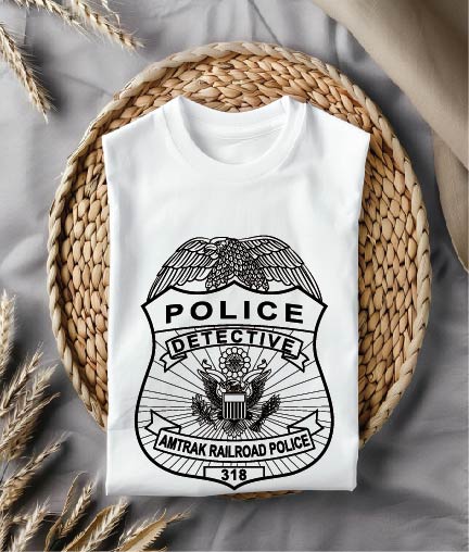 Amtrak Railroad Police Badge SVG for CNC
Detective Shield Vector Design for Laser Engraving
Amtrak Police Emblem for CNC Wood Carving