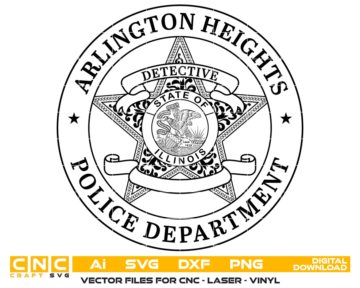Arlington Heights Police Detective Badge SVG Illinois Law Enforcement Vector