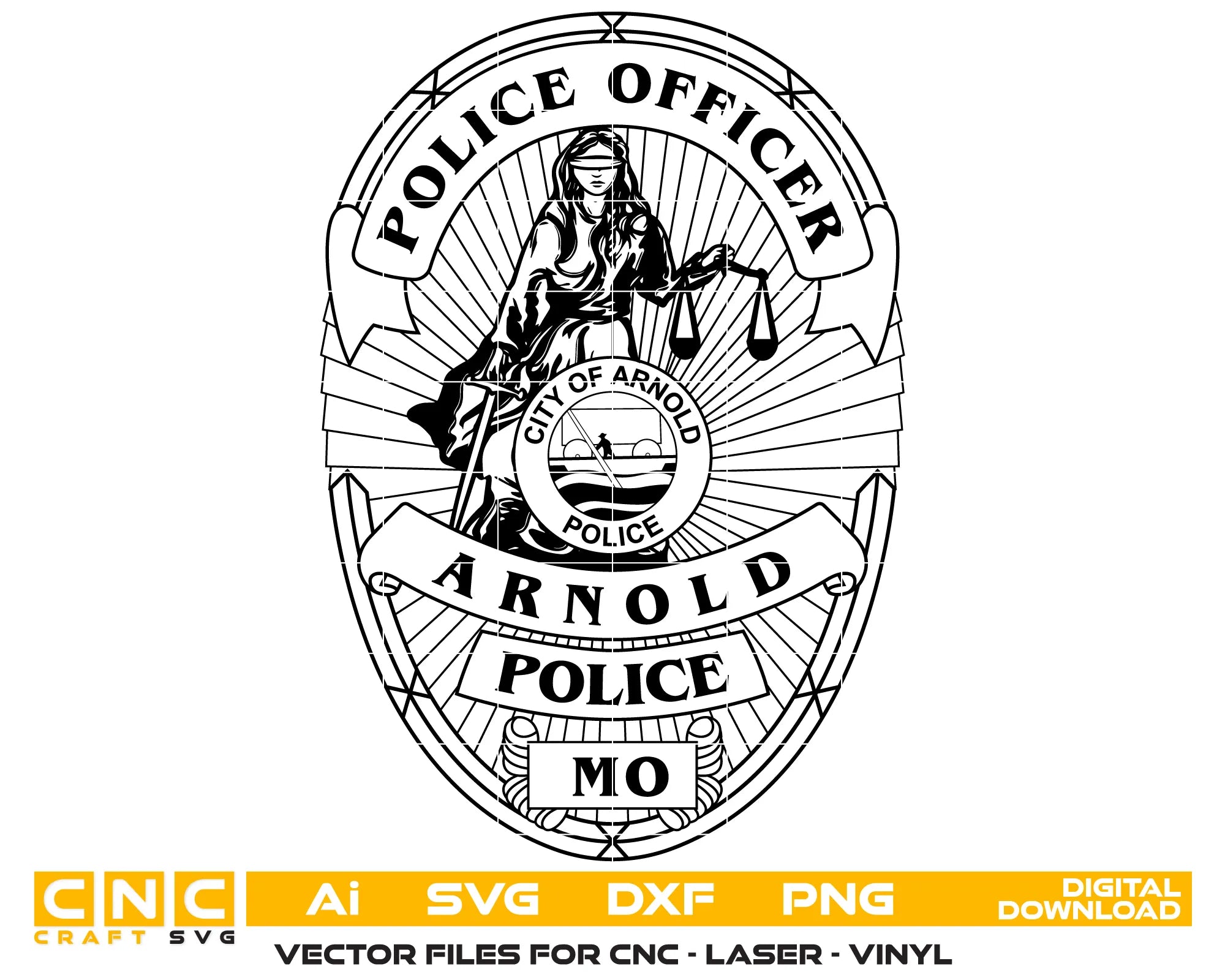 Arnold Police Officer Badge SVG Missouri Law Enforcement Vector