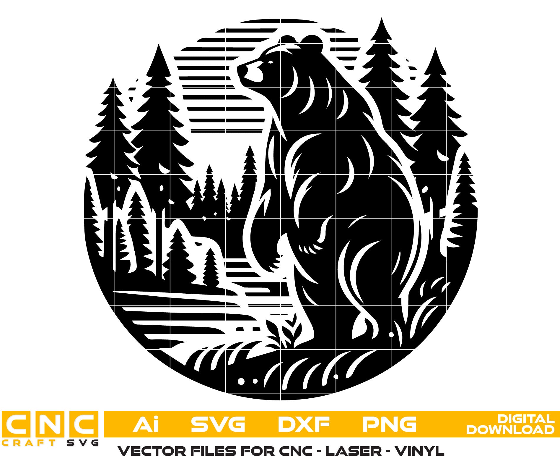 Bear & Tree Vector