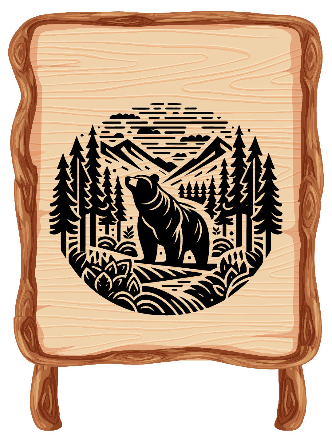 Bear & Tree Vector SVG