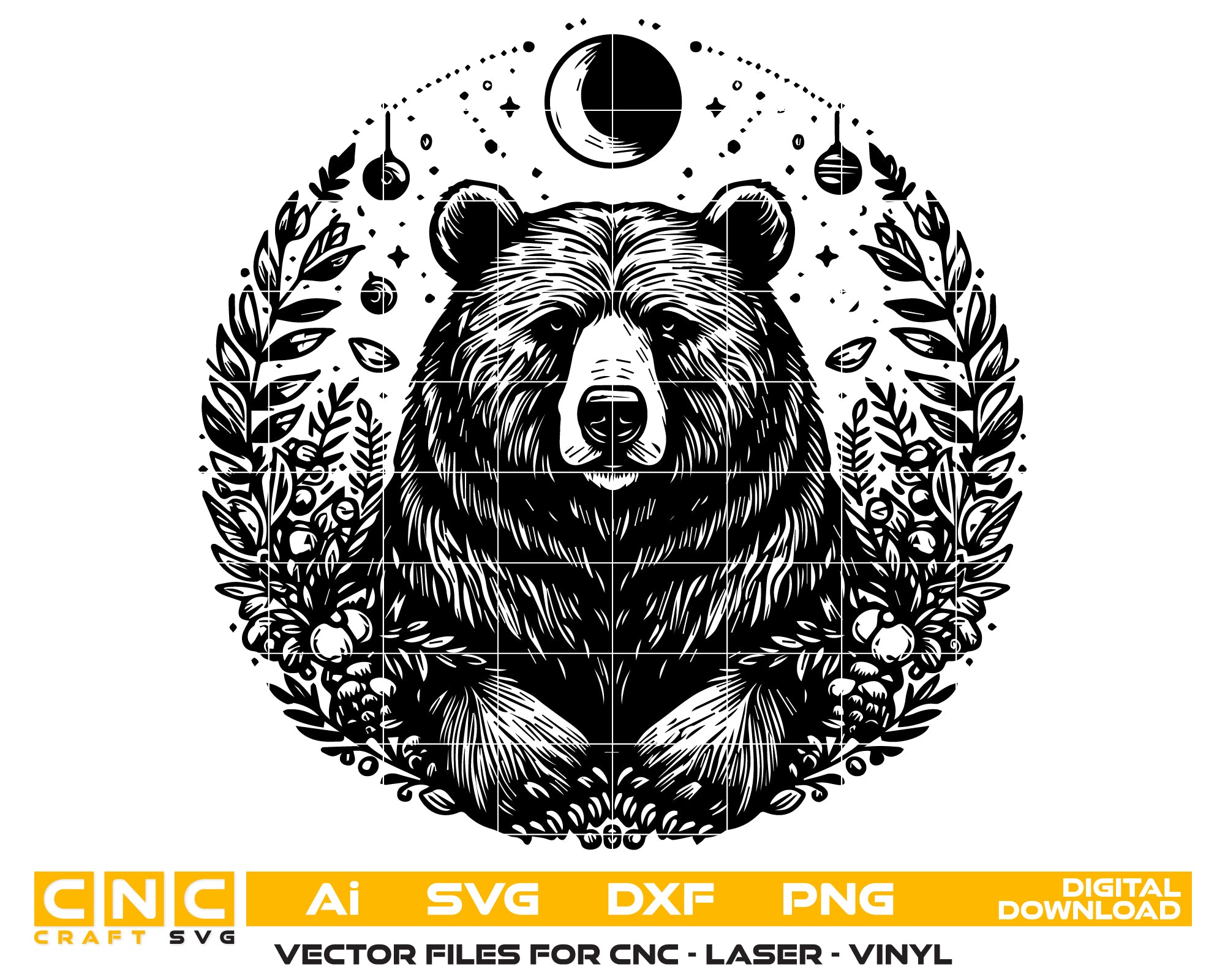 Bear & Leaf Vector SVG