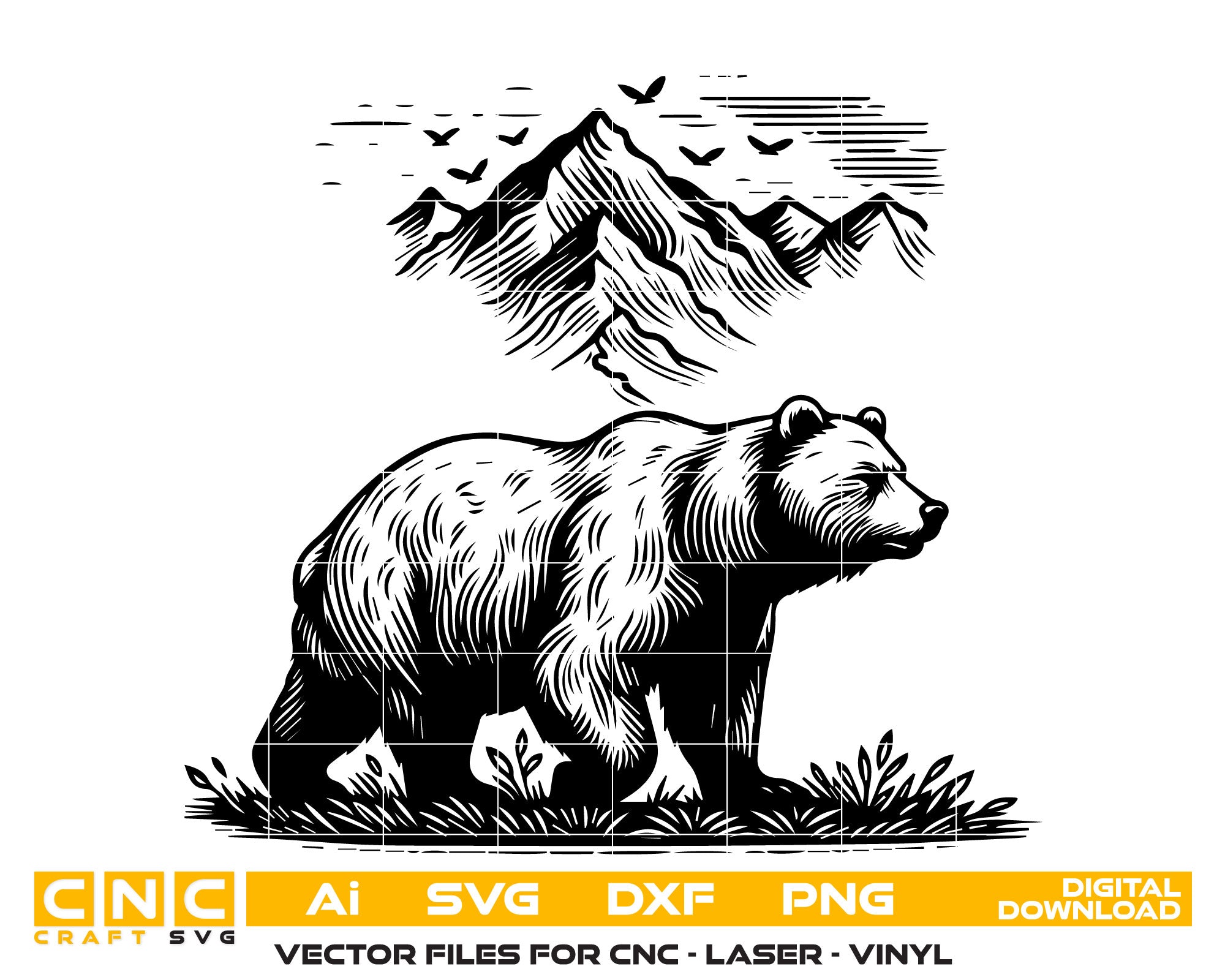 Bear & Mountain SVG