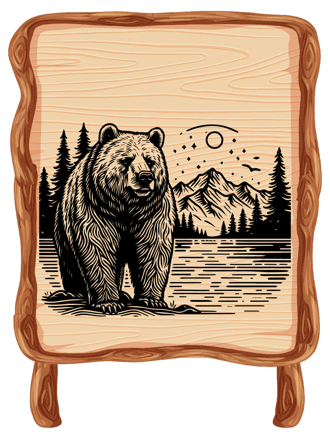 Bear & Mountain Vector SVG
