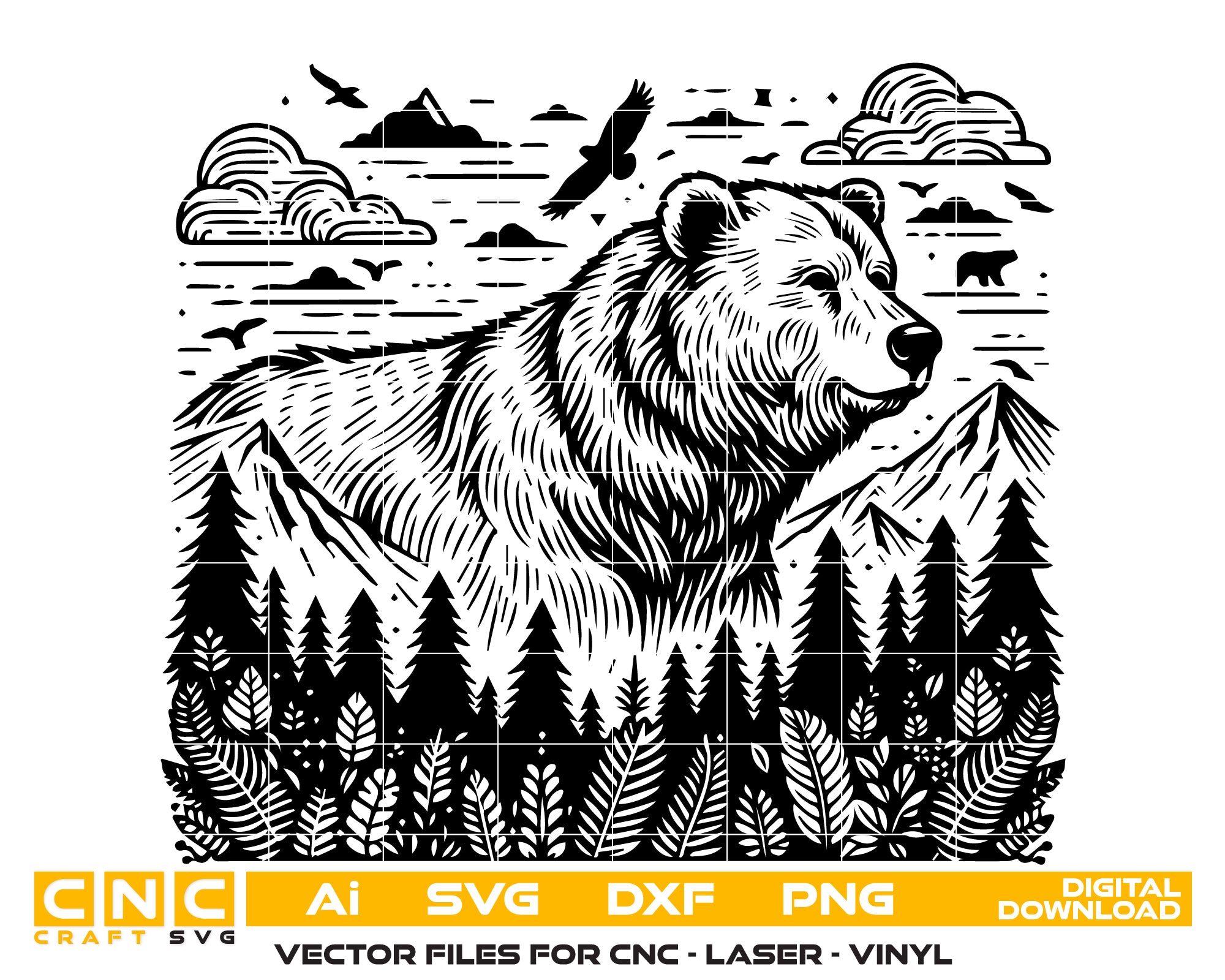 Bear and Mountain SVG