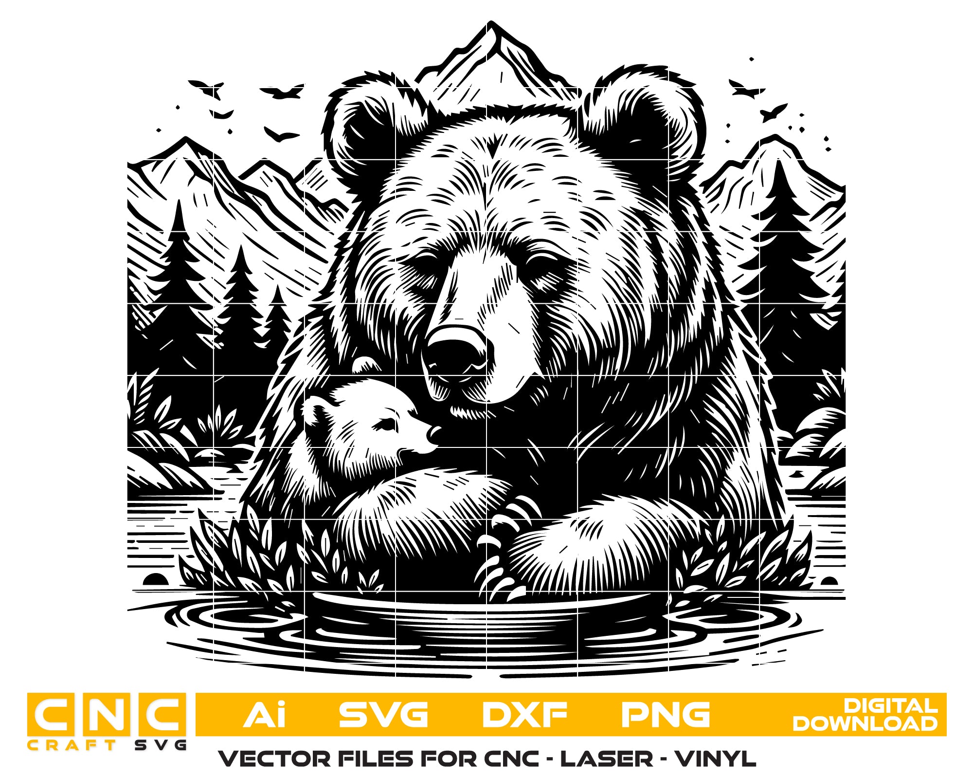 Bear & Mountain Vector