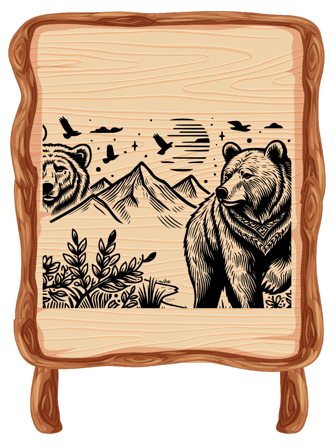 Bear & Tree Vector