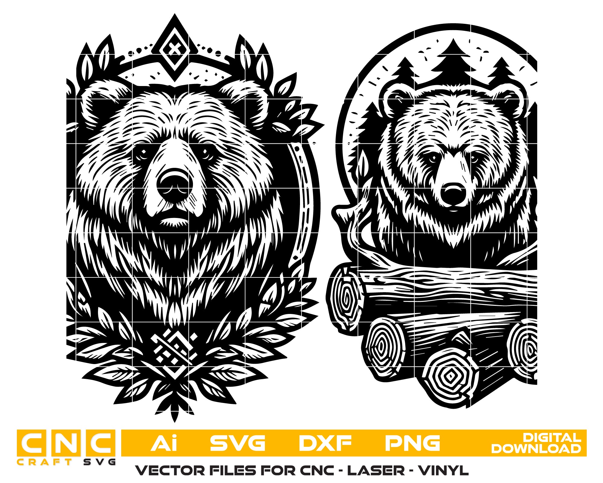 Bear Line Art SVG