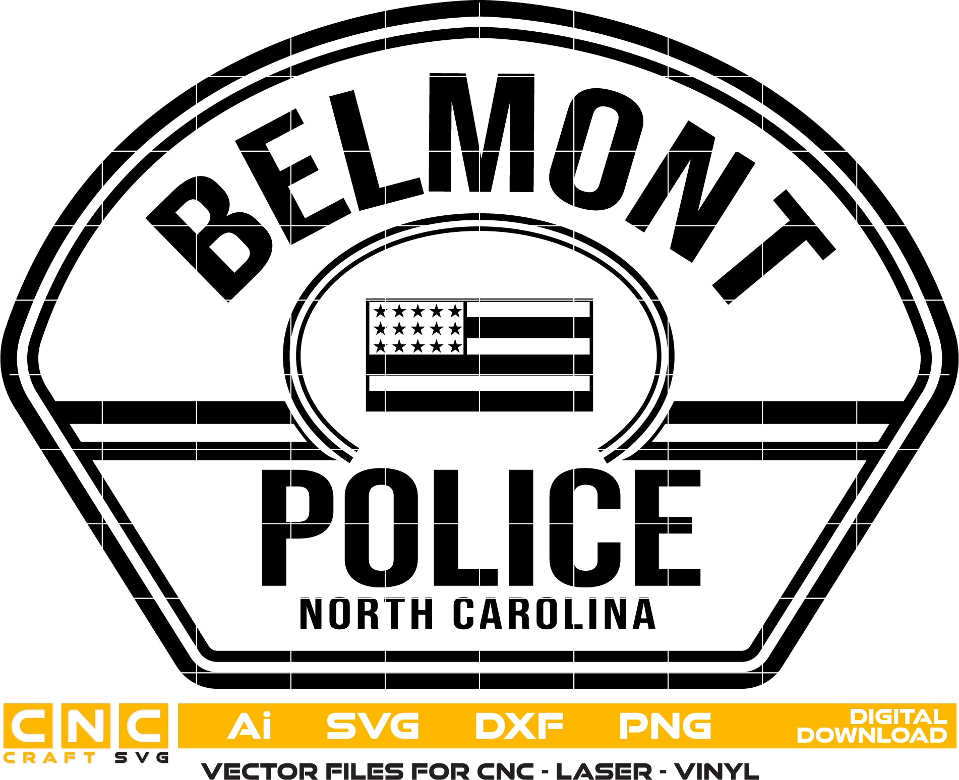 Belmont Police Department Patch SVG
North Carolina Law Enforcement Vector Design
Historic 1895 Police Shield Engraving File
Belmont NC Police Sign CNC File
Police Uniform Patch Vector for Laser Cutting