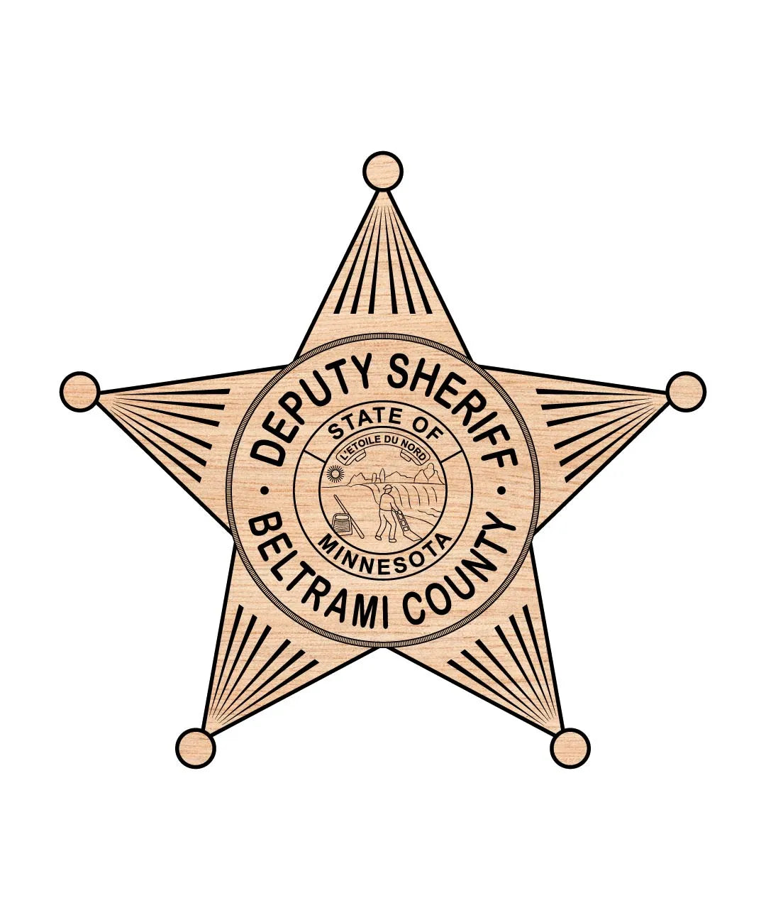 Beltrami County Deputy Sheriff Badge SVG, Beltrami County Sheriff Badge Vector, Minnesota Deputy Sheriff Badge SVG, Deputy Sheriff Star Badge, Minnesota Sheriff Emblem Vector, Badge Engraving File