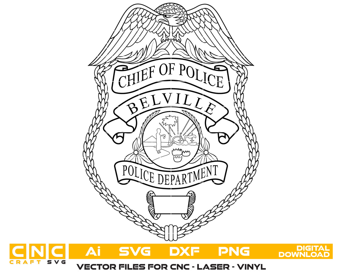 Belville Police Chief Badge SVG Florida Law Enforcement Vector