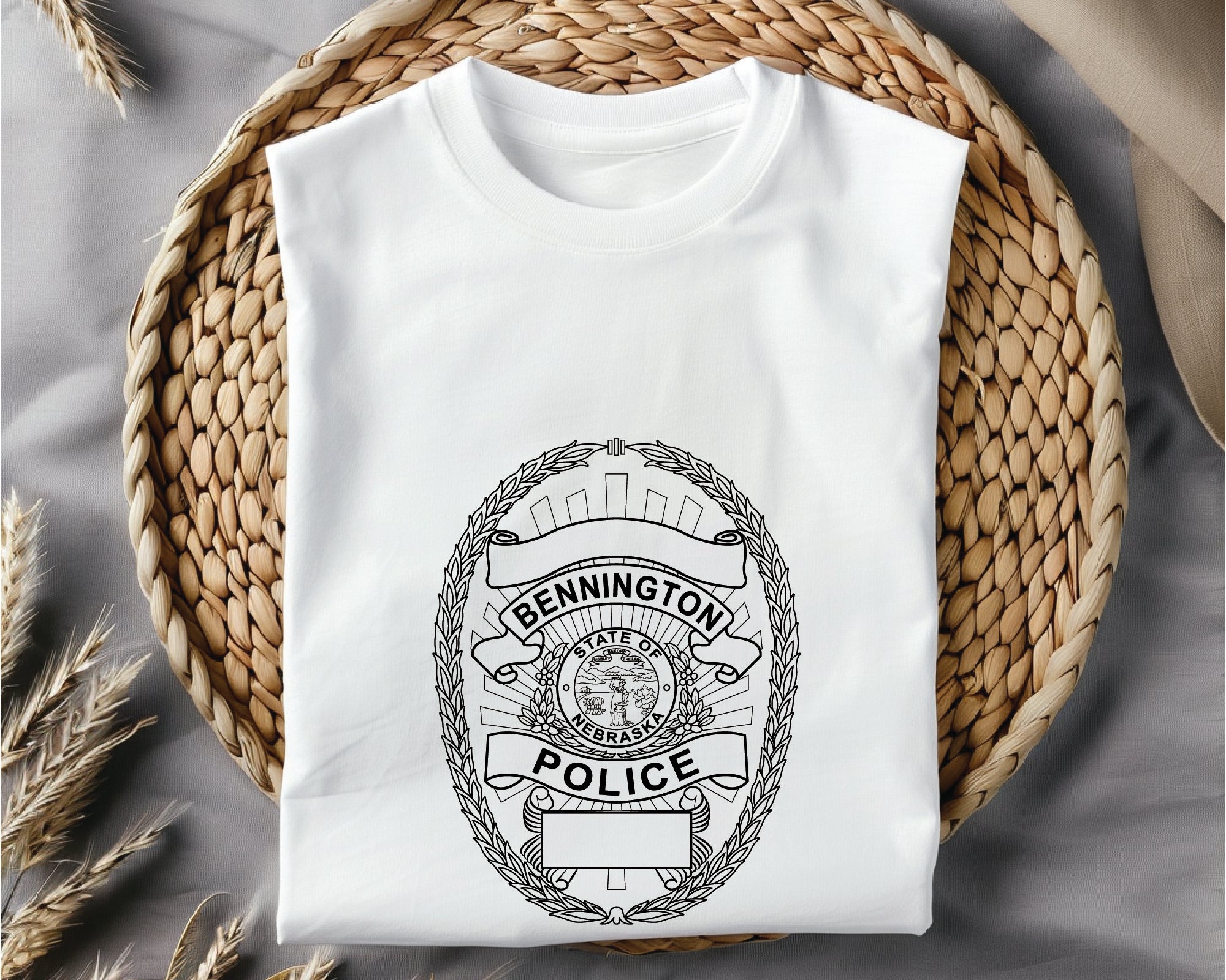 Bennington Nebraska Police Officer Badge SVG, Bennington Police Badge Vector, Nebraska Police Officer Badge SVG, Law Enforcement Badge Emblem, Police Shield Vector, Badge Engraving File