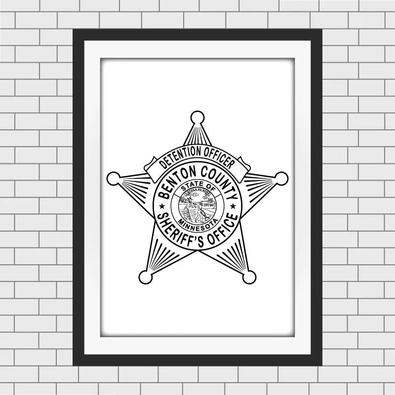 Benton County Detention Officer Badge SVG, Benton County Sheriff Badge Vector, Minnesota Detention Officer Badge SVG, Sheriff’s Office Badge SVG, Detention Officer Star Badge, Badge Engraving File