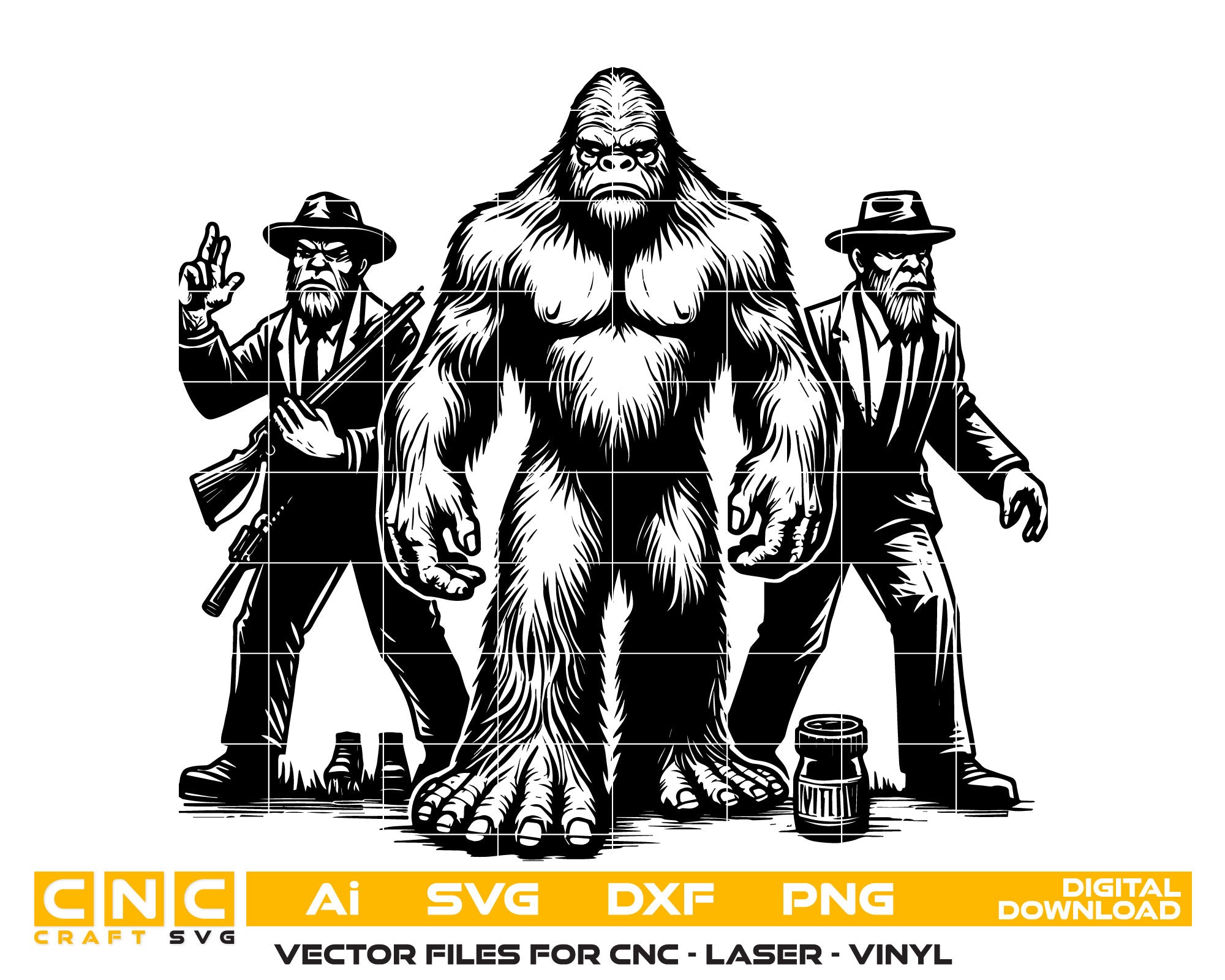 Bigfoot & Man Vector SVG