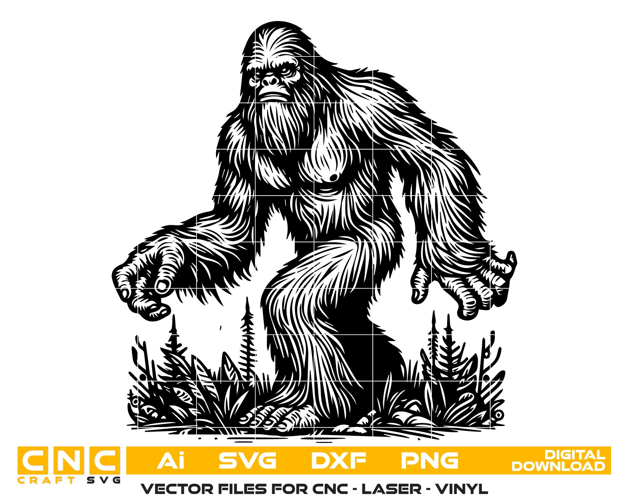 Bigfoot Line Art Vector