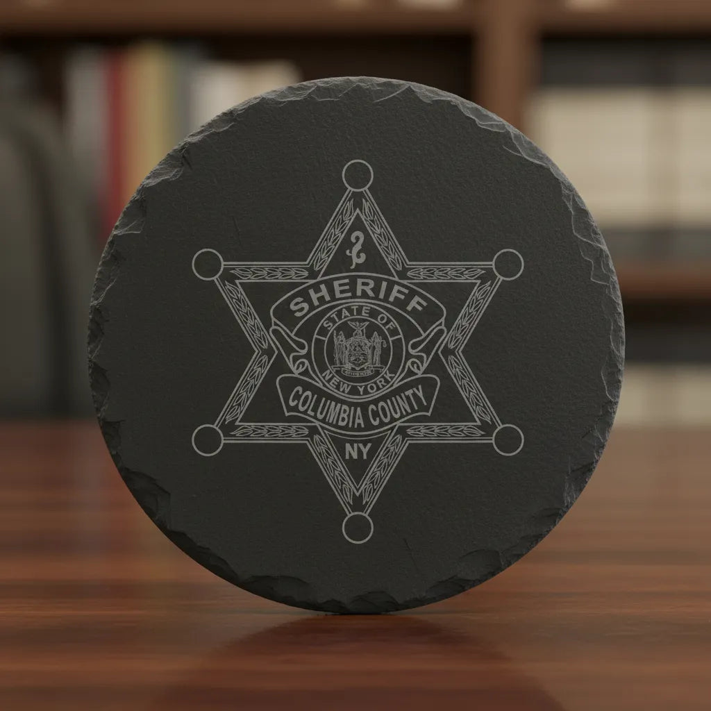 Columbia County Sheriff Badge SVG
New York Law Enforcement Vector Design
6-Point Star Sheriff Badge Engraving File
Columbia County NY Sign CNC File
State of New York Seal Vector for Laser Cutting