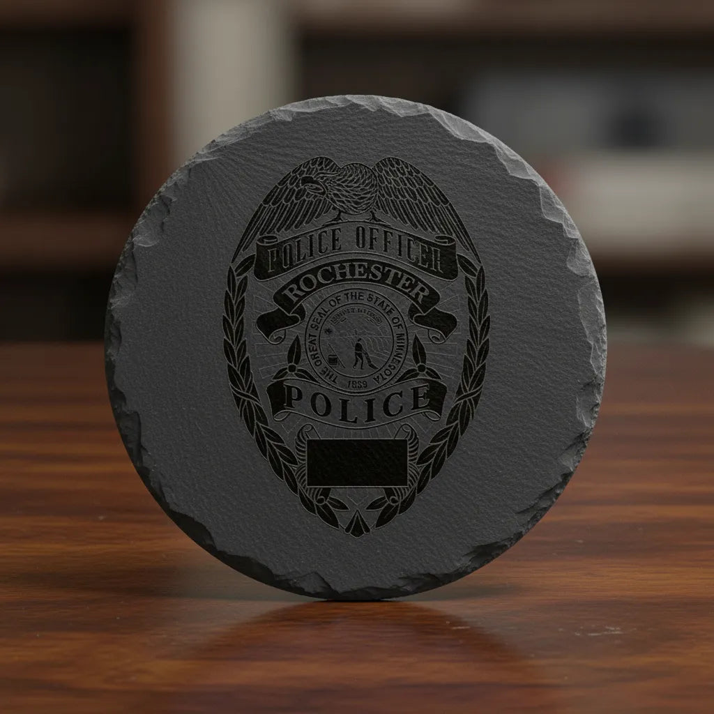 Rochester Police Officer Badge SVG
Minnesota Law Enforcement Vector Design
Eagle Police Badge Engraving File
Rochester MN Police Sign CNC File
State of Minnesota Seal Vector for Laser Cutting