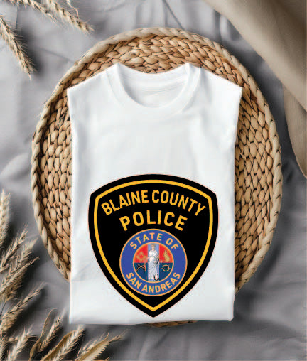 Blaine County Police Patch SVG
San Andreas Law Enforcement Vector
Full Color Fictional Police Patch File
Gaming Community Emblem Engraving Design
Blaine County Shield CNC Vector File