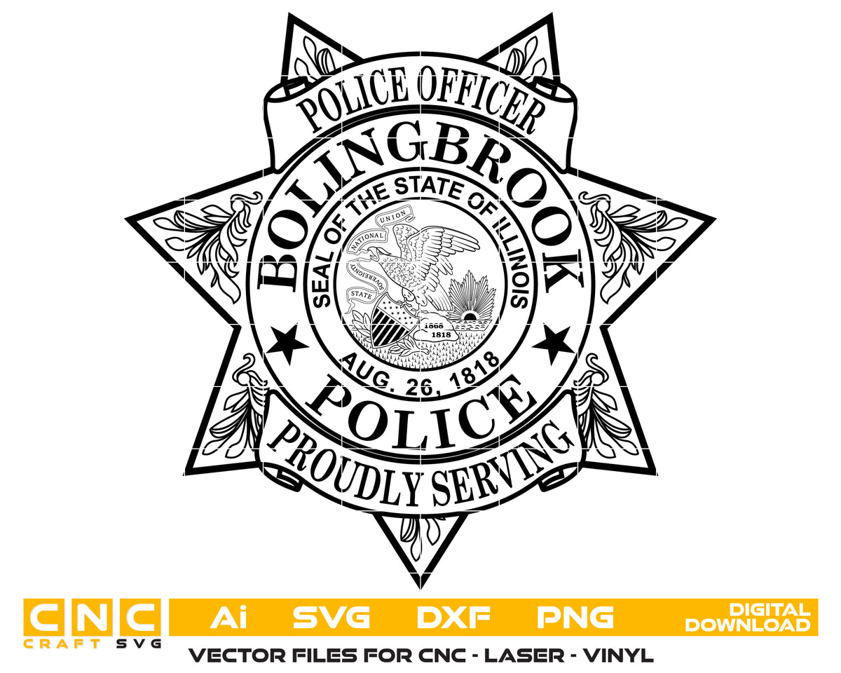 Bolingbrook Police Officer Badge SVG Illinois Law Enforcement Vector