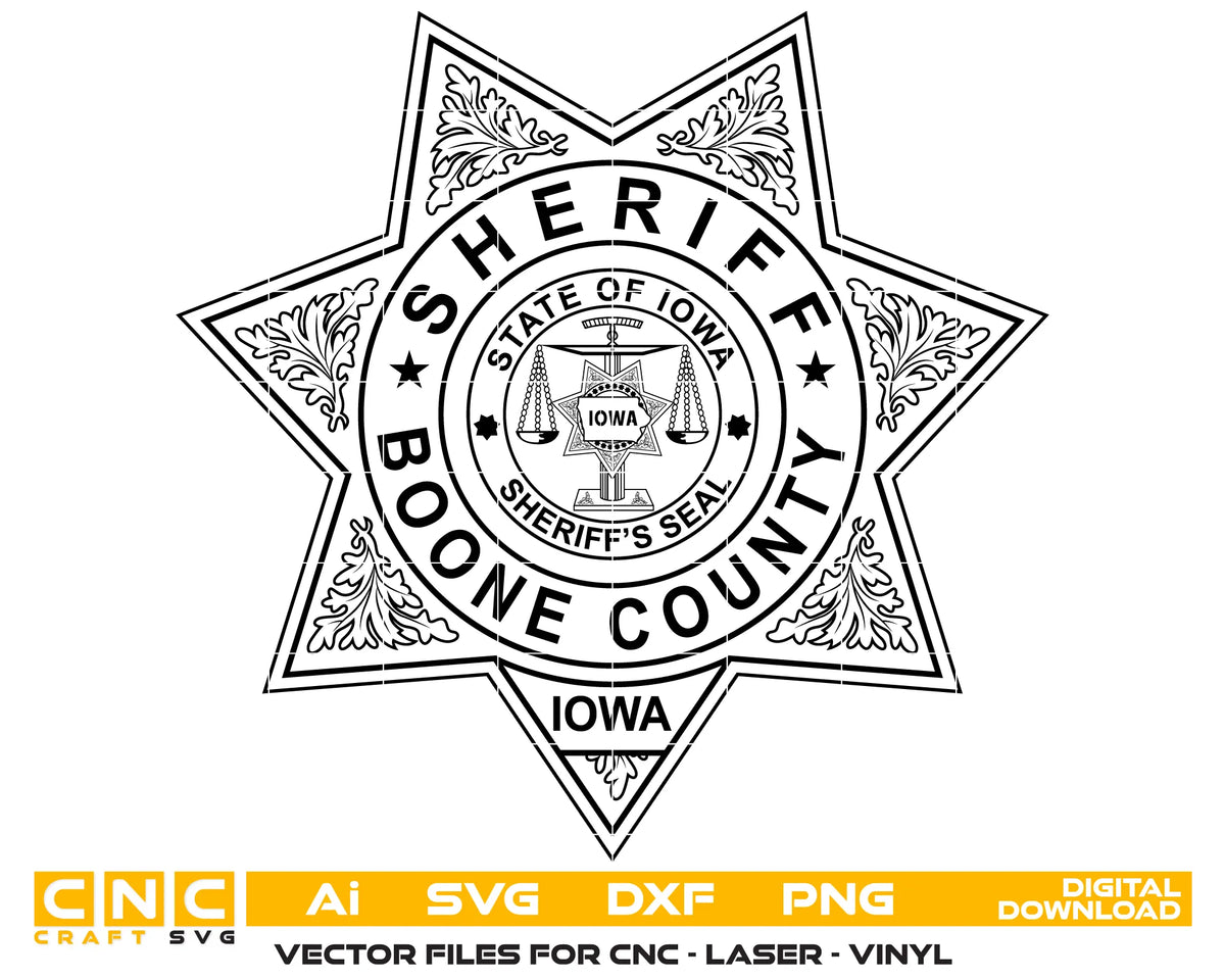 Boone County Sheriff's Office Badge SVG Iowa Law Enforcement Vector