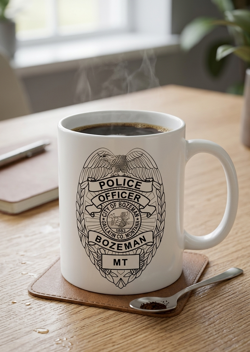 City of Bozeman Police Badge SVG for CNC
Bozeman Montana Police Officer Shield Vector
Montana Law Enforcement Emblem for Laser Engraving