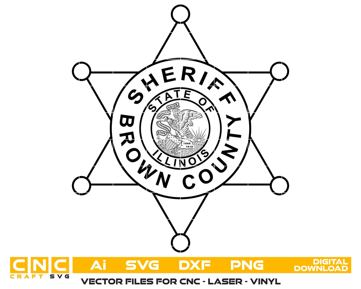 Brown County Sheriff's Office Badge Illinois SVG Police Vector