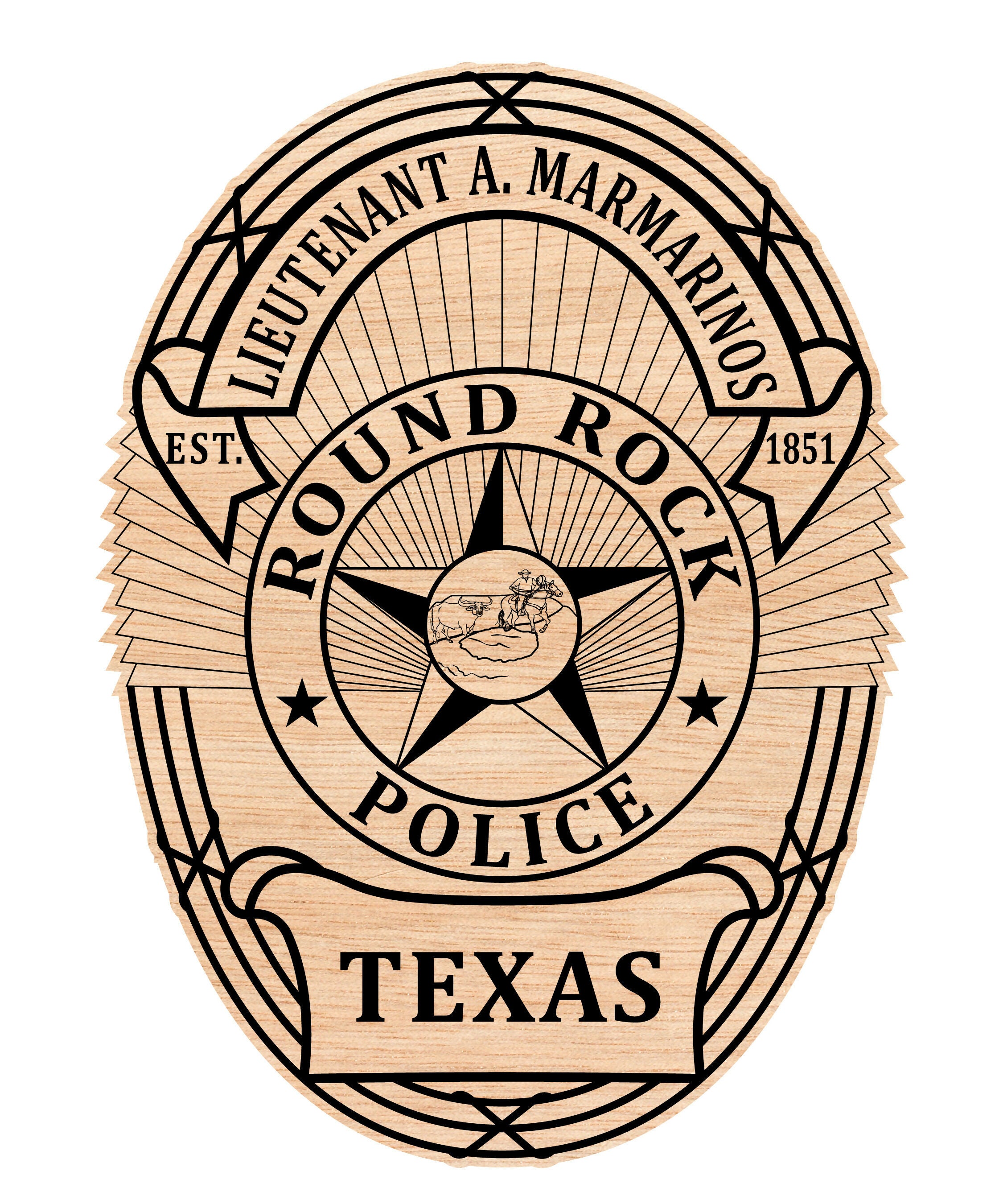 Lieutenant A. Marmarinos Texas Police Badge Woodin