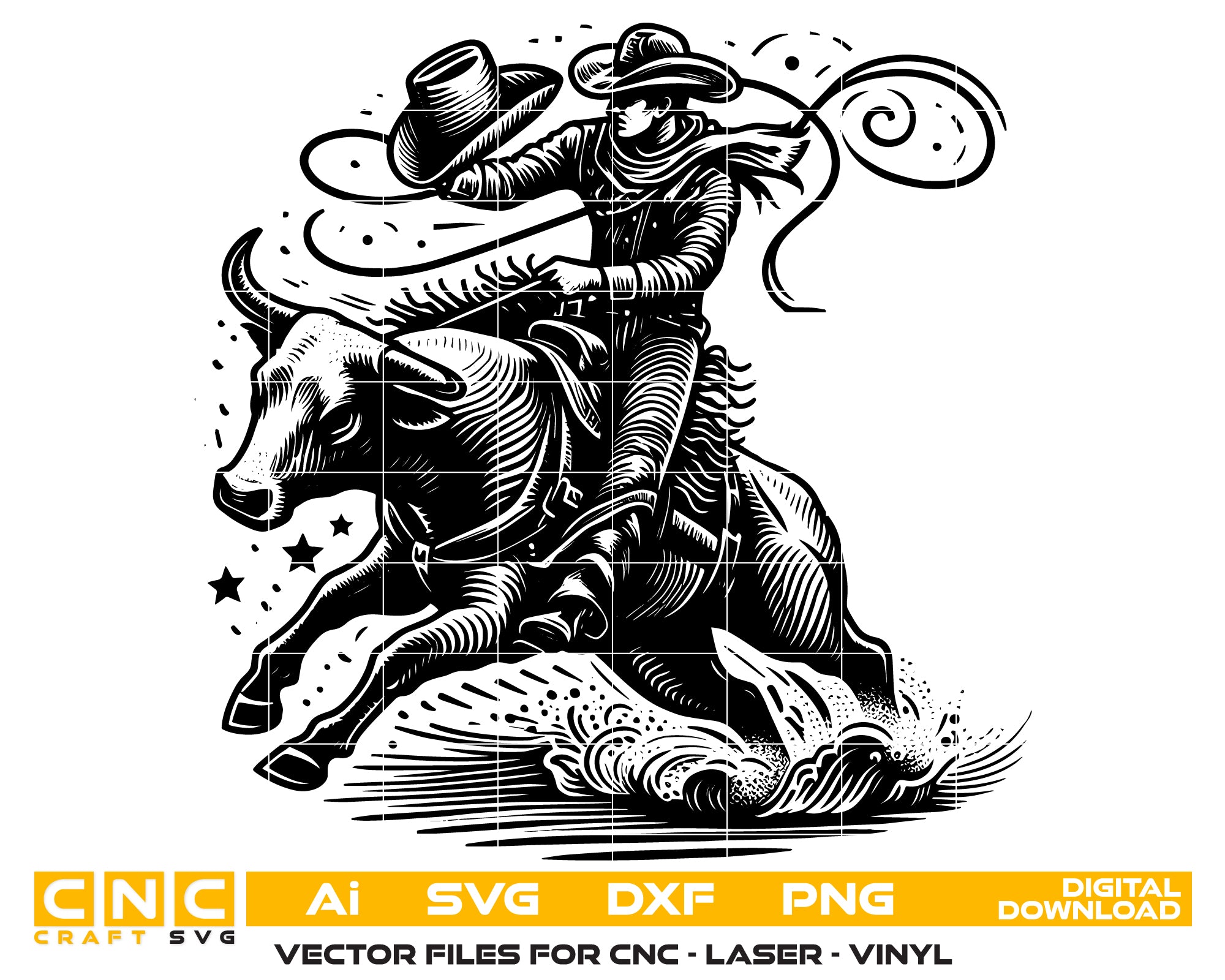 Bull Rider Logo Vector File