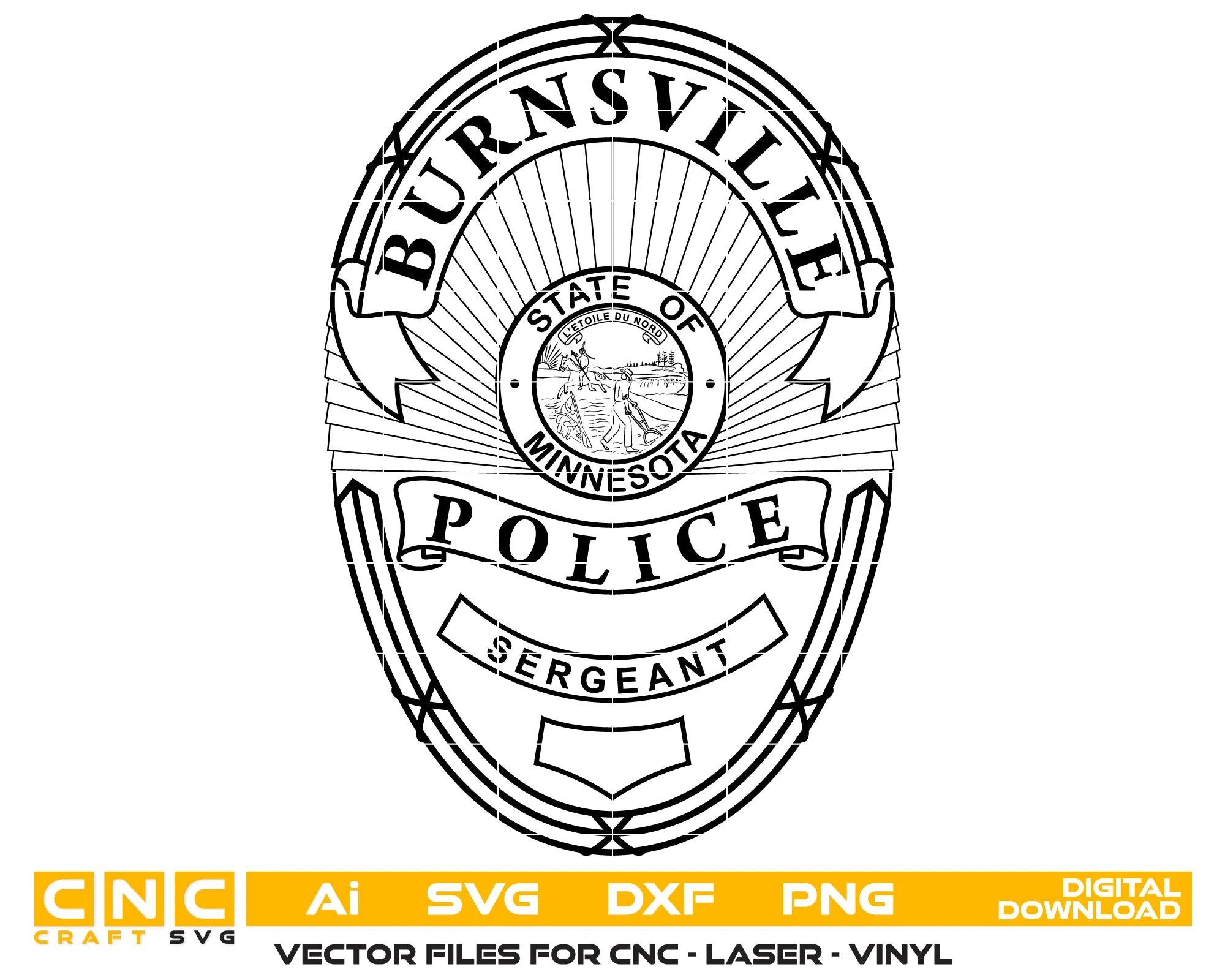 Burnsville Police Sergeant Badge SVG Minnesota Law Enforcement Vector