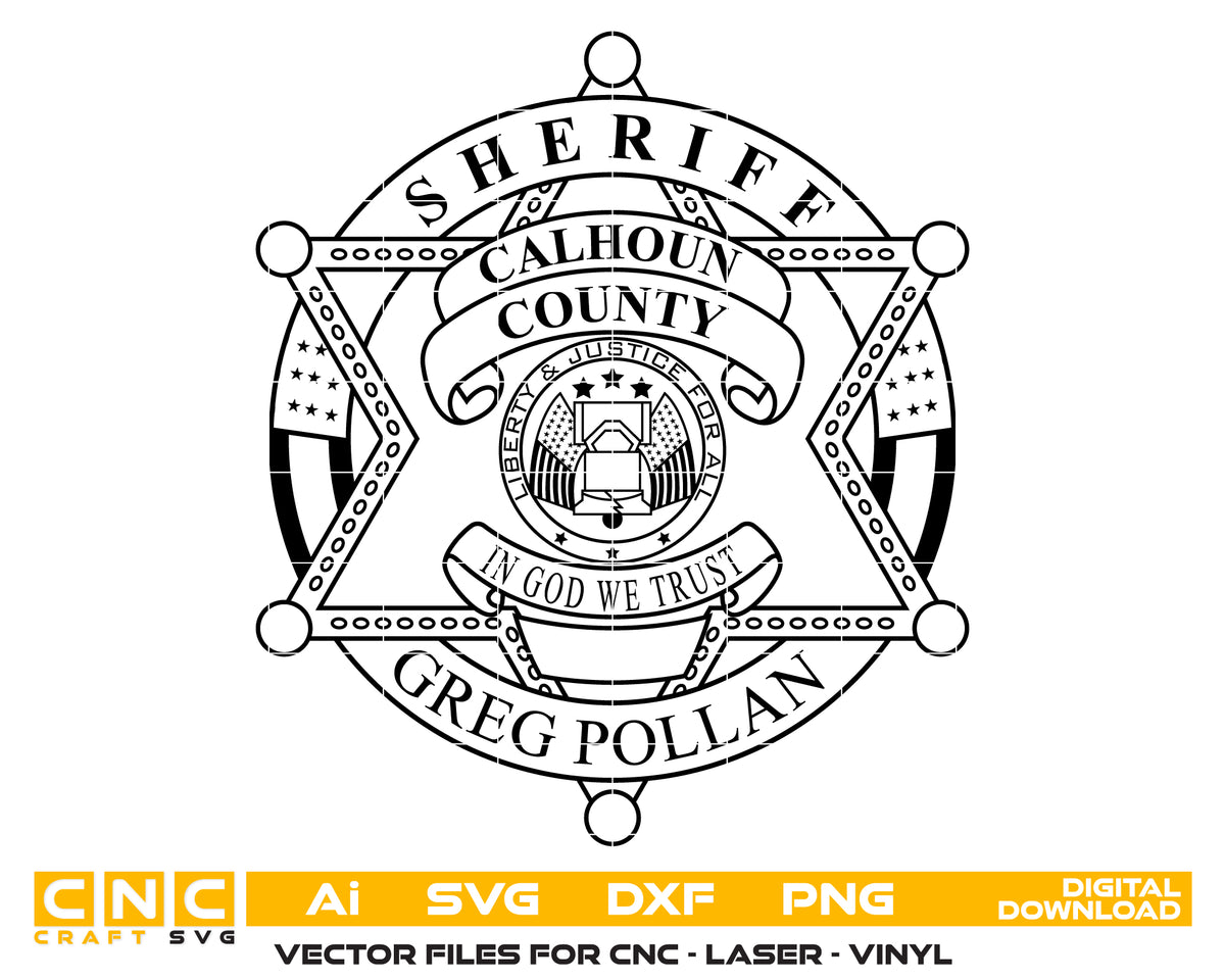 Calhoun County Sheriff Badge SVG Mississippi Law Enforcement Vector