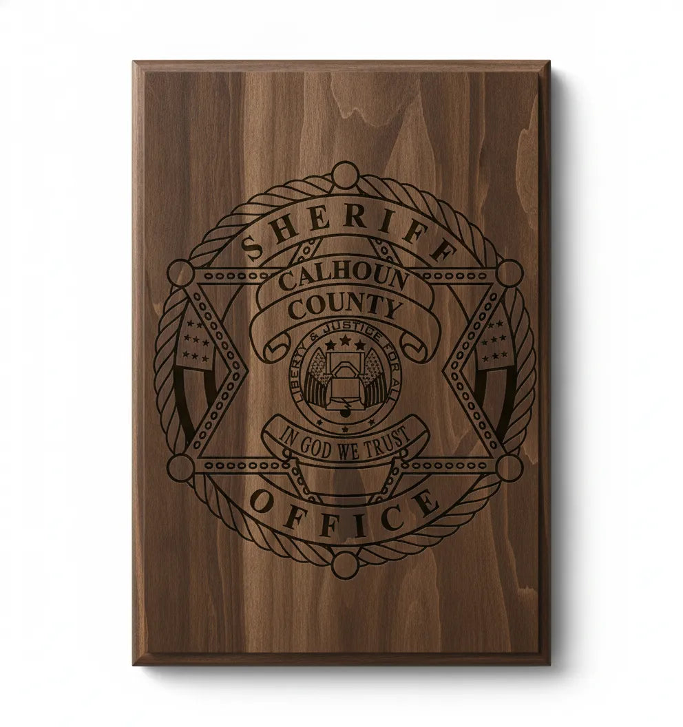 Calhoun County FL Sheriff Office Badge SVG
Florida Law Enforcement Star Vector
Liberty Bell Seal Engraving File
Twisted Rope Sheriff Badge CNC File
Police Star Vector for Laser Engraving