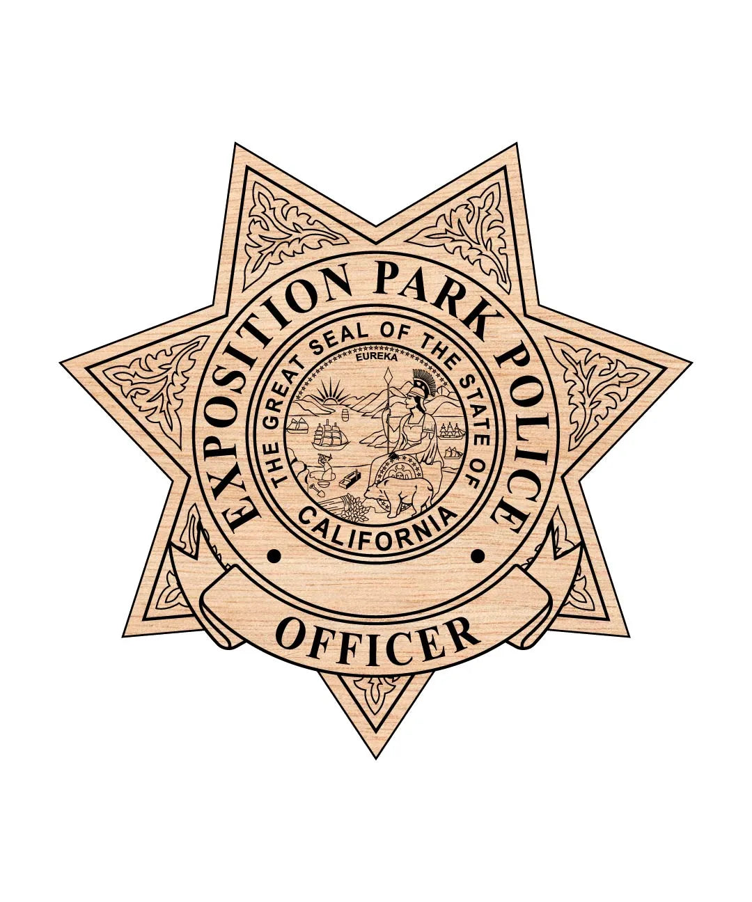 California Exposition Park Police Officer Badge SVG, Exposition Park Police Badge Vector, California Police Officer Badge SVG, Police Star Badge Vector, Law Enforcement Badge SVG, Badge Engraving File