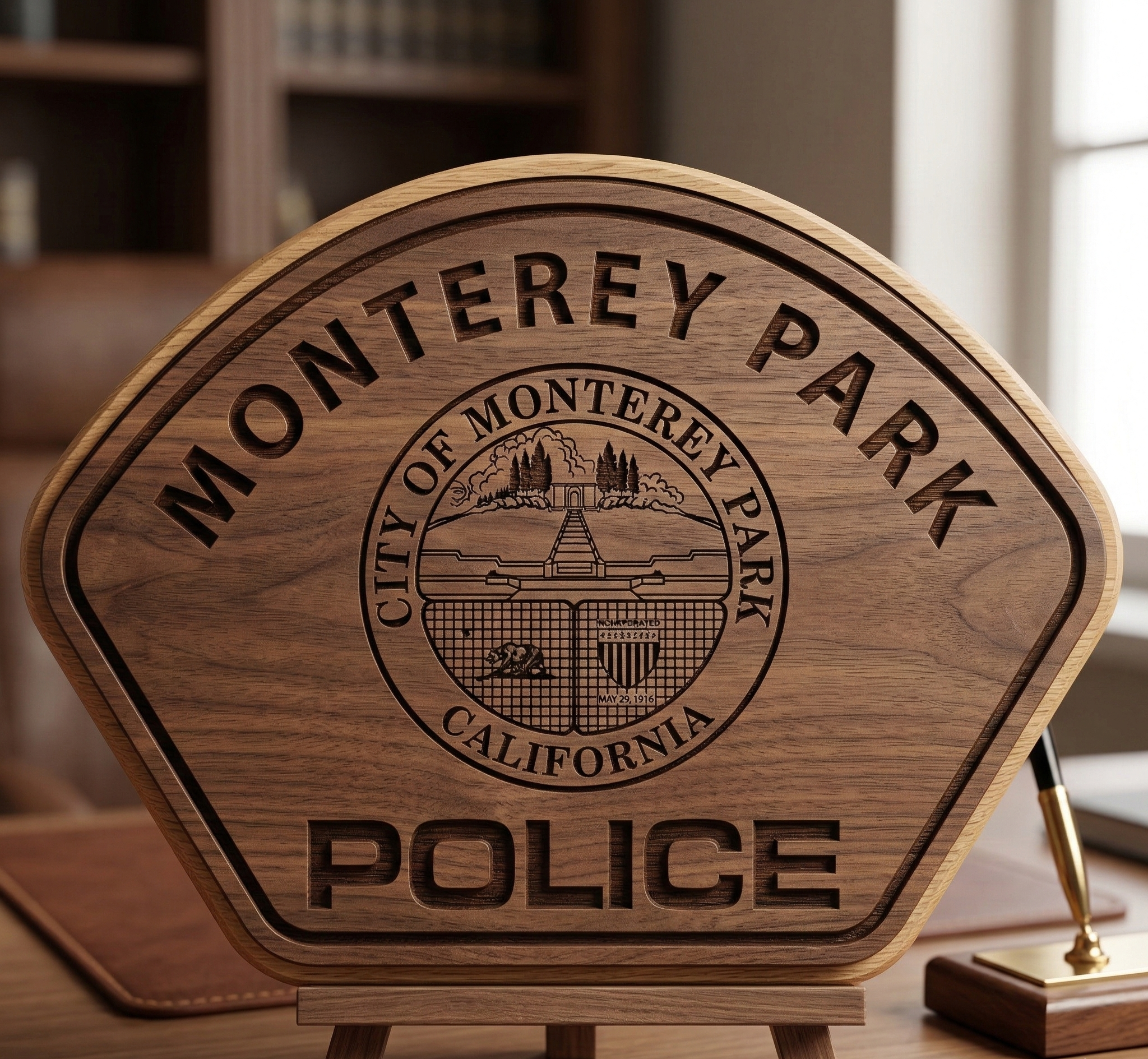 Monterey Park Police Patch SVG
California Law Enforcement Vector
City of Monterey Park Seal Emblem
Police Patch Engraving File
Monterey Park Sign CNC Router File