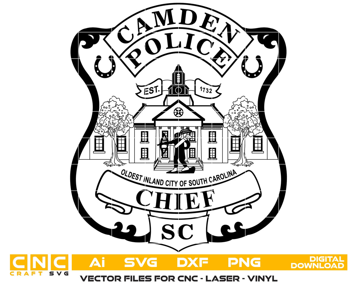 Camden Police Chief Badge South Carolina SVG Police Vector