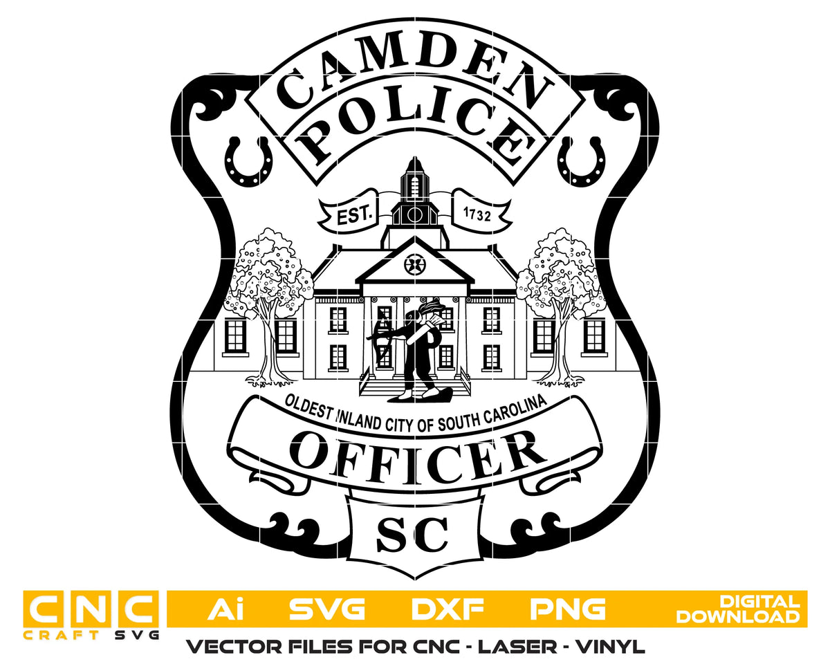 Camden Police Officer Badge South Carolina SVG Police Vector