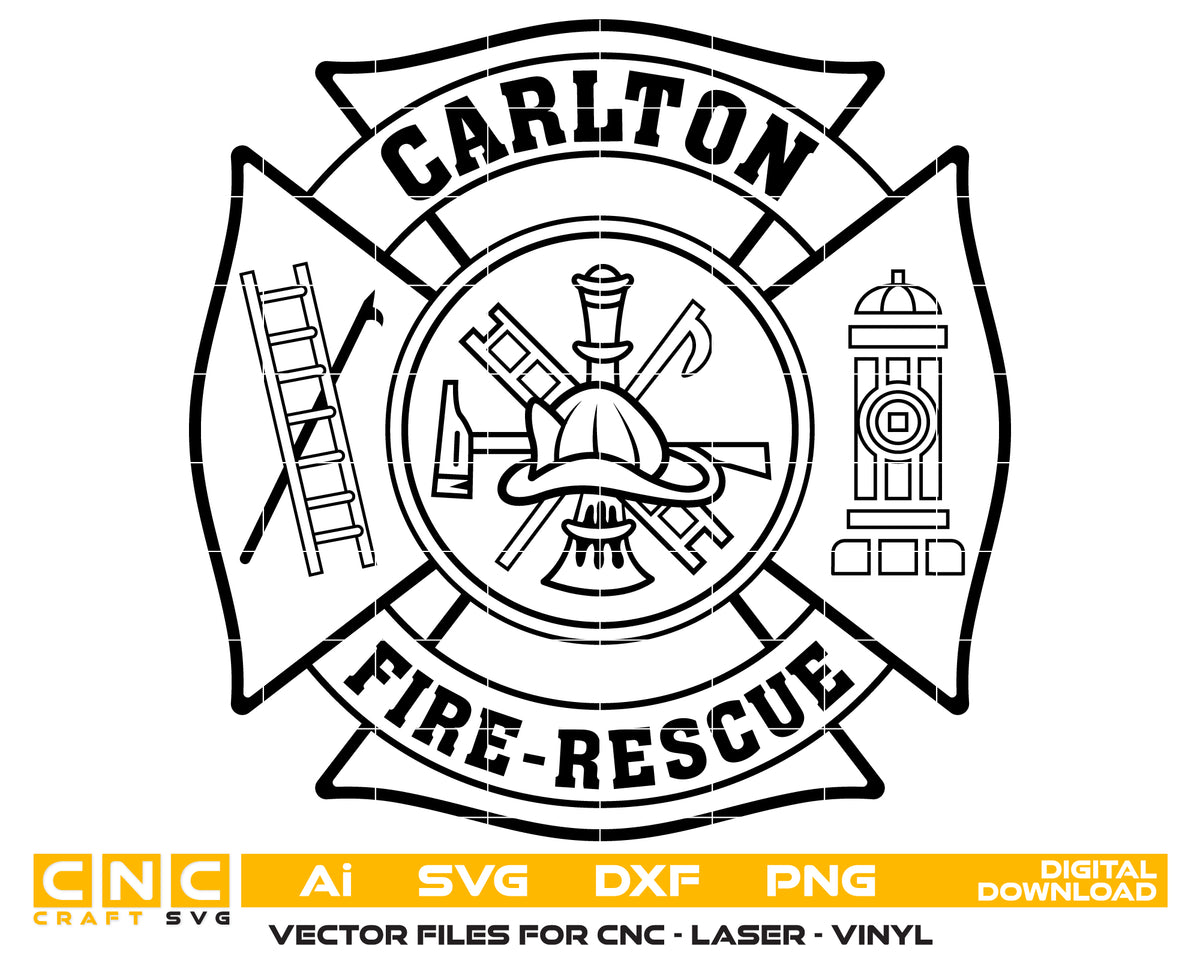 Carlton Fire Rescue Badge SVG Minnesota Firefighter Vector
