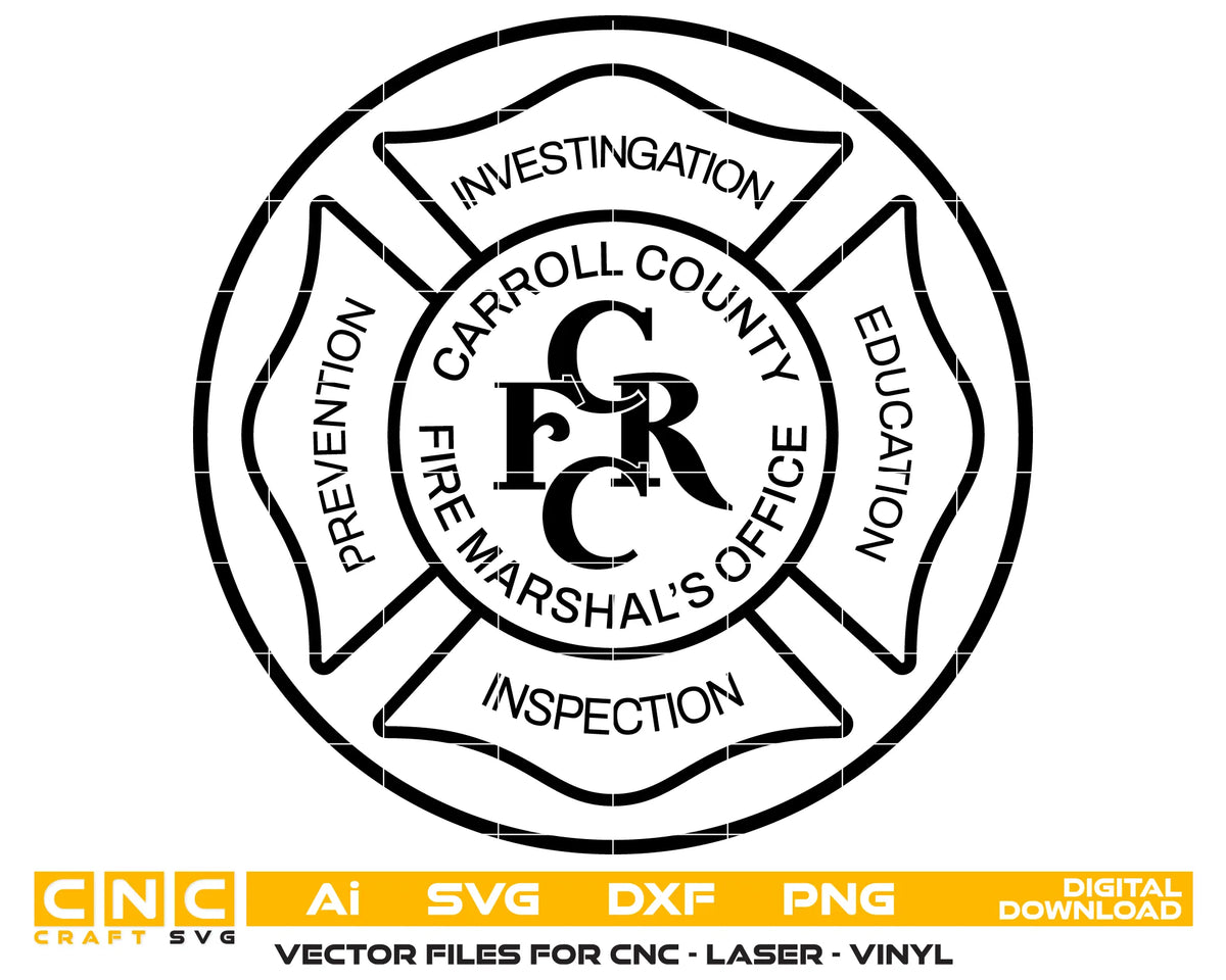 Carroll County Fire Marshal's Office Badge SVG Firefighter Vector