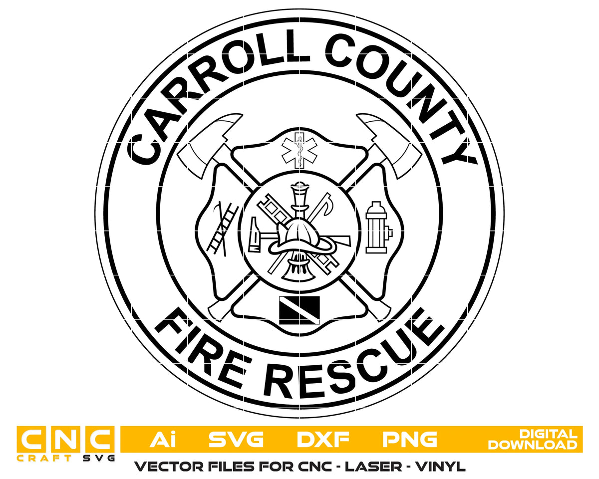 Carroll County Fire Rescue Logo SVG Firefighter Vector
